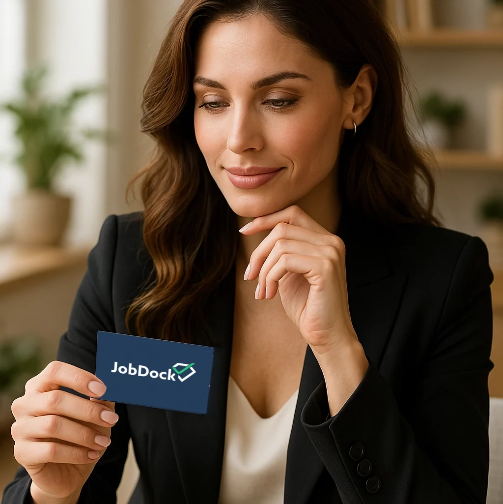 Business woman et carte de visite jobdock